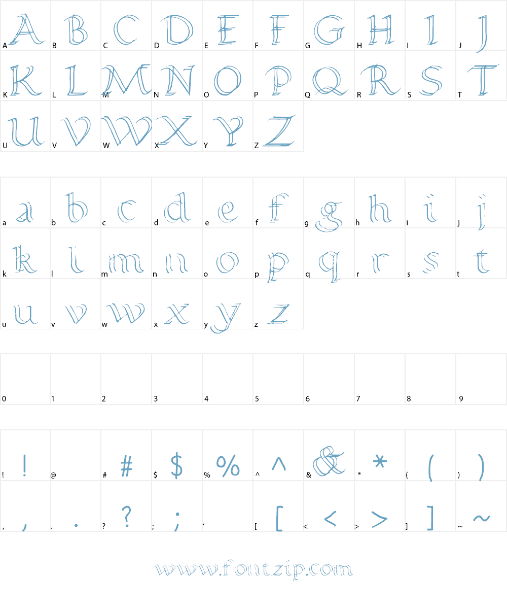 Calligraphy Double Pencil Font Character